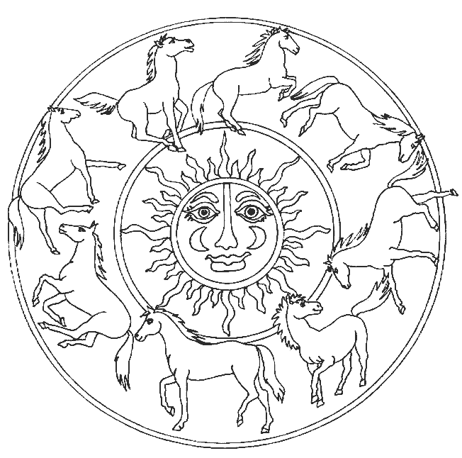 Ausmalbild Tiere Mandala